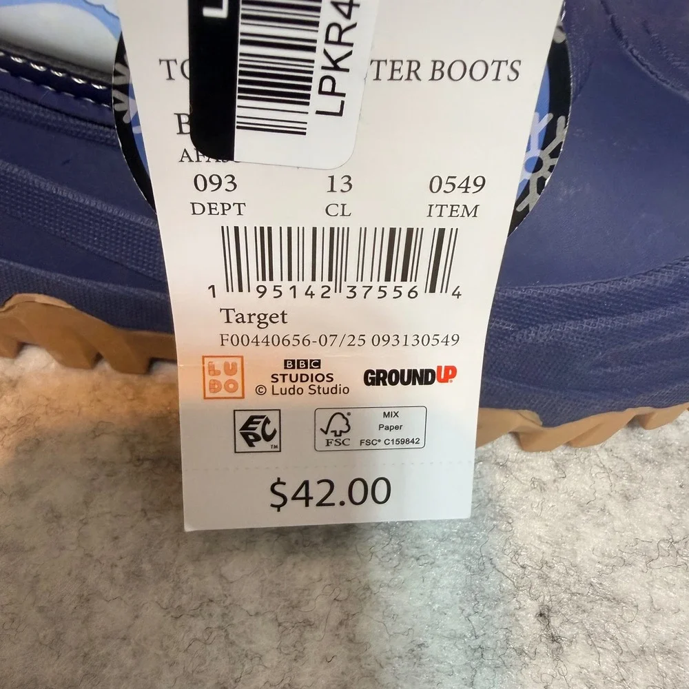 Bluey Snow Boots Toddler Girls Size 9 Blue Waterproof Thinsulate Winter Boots